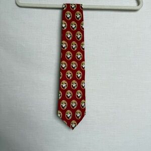 John Henry Christmas Holiday SANTA CLAUS Red Vintage Silk Tie USA Made